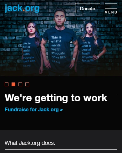 Legacy Jack.org mobile website — top-of-page preview before modernization.